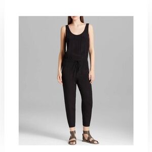 Vince Scoop Neck Black Sleeveless Cupro/Cotton Jumpsuit Sz 2